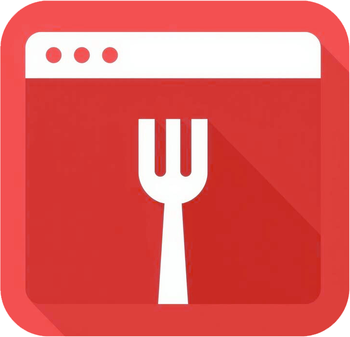 The Webeater icon — a white fork on a red browser window